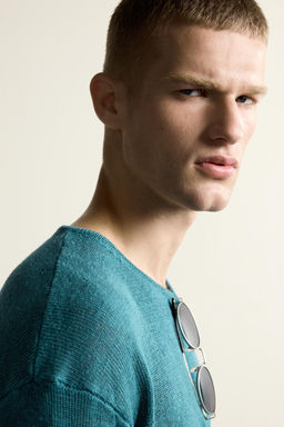 JERSEY RELAXED FIT 100% C??AMO / Verde azul - Zara фото 6