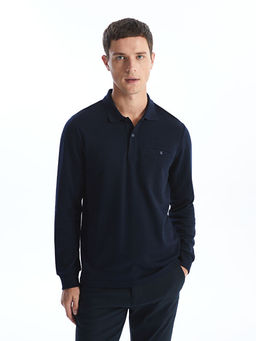 B?y?k Beden Polo Yaka Uzun Kollu Erkek Sweatshirt