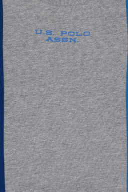 Серый меланжевый свитшот с круглым вырезом для мальчиков - U.s. polo assn фото 5