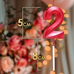 Цена за 2 шт. Свеча в торт на шпажке «Цифра 2», красная, 5 см