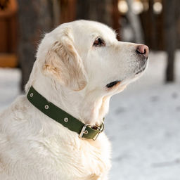 Ошейник брезентовый однослойный, 66 х 3 см, ОШ 33-60 см, тёмно-зелёный - Пижон фото 7