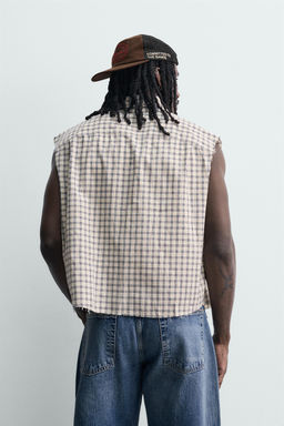 Рубашка Tank Boxy Fit клетчатая бежевого цвета