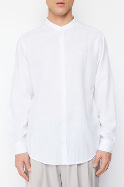 TRENDYOL MAN Beyaz Regular Fit Hakim Yaka Nak?s Detayl? %100 Pamuklu Gomlek TMNSS24GO00009 - Trendyolmilla фото 9
