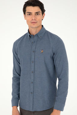 Мужская базовая рубашка цвета индиго с длинным рукавом - U.s. polo assn фото 10