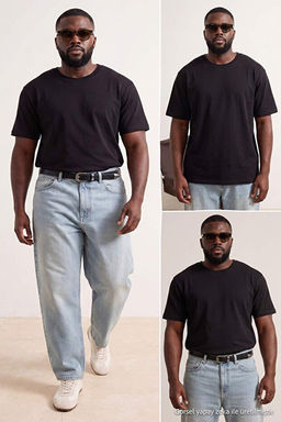 Siyah Regular/Rahat Kesim 3l_ Paket B_y_k Beden T-Shirt TMNSS24BF00059