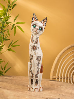 Сувенир «Кошка», белая, 60×12×6 см, дерево, МИКС
