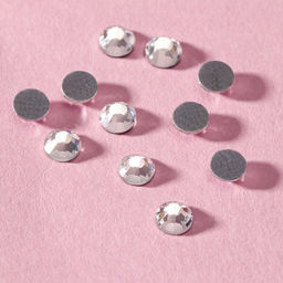 Цена за 5 шт. Стразы термоклеевые «Круг», стеклянные, d=3.2 мм, 100 шт., цвет серебряный