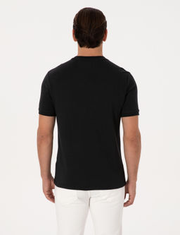 Siyah Regular Fit %100 Pamuk Bisiklet Yaka Basic T-shirt - Cacharel фото 5