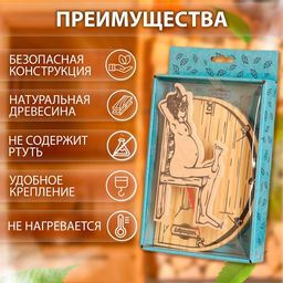 Термометр для бани В здоровом теле-здоровый дух, деревянный, 19 х 13,5 см, Добропаровъ  фото 2
