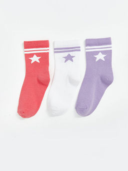 Desenli K?z ?ocuk Soket ?orap 3l?