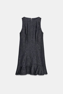 VESTIDO DENIM TRF VOLANTE / ?ndigo oscuro - Zara фото 5