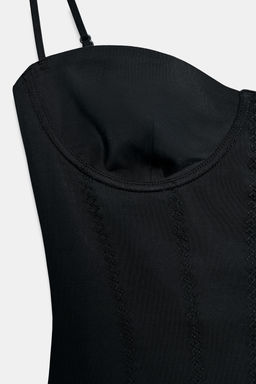 POLYAMIDE BLEND BODYSUIT WITH LACE TRIM - Zara фото 9