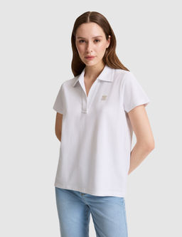 Beyaz Comfort Fit Polo Yaka Ti__rt