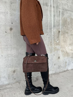 Женская замшевая сумка-портфель 8399 Кофе - Sergio valentini фото 9