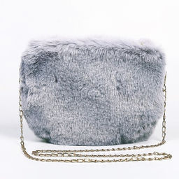 Сумка плюшевая, 24×19×3 см, серая