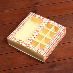 Коробка для конфет, 8 конфет и шоколадка, 17,7 х 17,7 х 3,8 см Вязанка - UPAK LAND фото 3