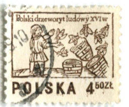 Марка Пчеловод XVI век 1974 год Польша