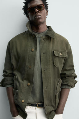 WASHED JACKET WITH COMBINED COLLAR - Zara фото 7