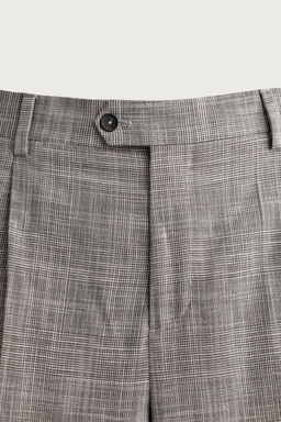 PANTAL?N PLIEGUES TRAJE CUADROS CON LANA / Gris claro - Zara фото 7