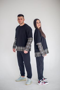 302 Костюм комбинированный, черный/хаки клетка - Knitka wear фото 3
