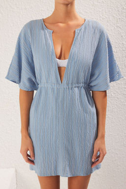 Trendyolmilla Ekru Dokuma Buzgu Detayl? Muslin Plaj Elbisesi TBESS25EL00065  фото 8