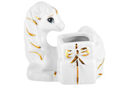 Вазочка для зубочисток 8*6*7,5 см Лошадь белая с золотом, фарфор - Elan gallery фото 3