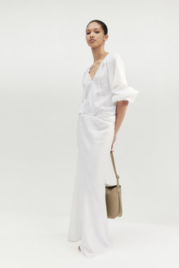 Blusa popover en mezcla de lino - H&m фото 3