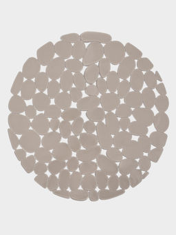 Коврик для раковины Доляна «Галька», круглый, d=29 см, прозрачный, серо-коричневый