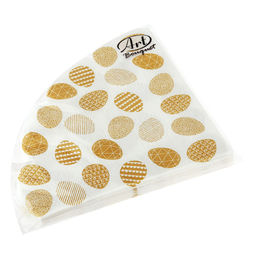 Салфетки бумажные Art Bouquet Rondo д32см, 3-х слойные, 12 штук в упаковке, 100% целлюлоза, Пасхальные яйца. Золото (Россия)