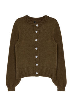 TRENDYOLMILLA Antrasit Yumusak Dokulu Mucevher Dugmeli Ceket Gorunumlu Triko H?rka TWOAW21HI0034  фото 6