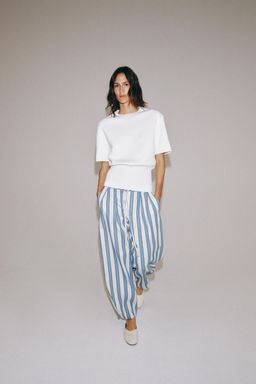 PANTAL?N PIJAMERO RAYAS ZW COLLECTION / Azul / Blanco - Zara фото 3