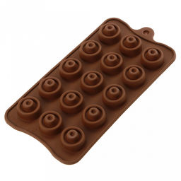 Форма силиконовая для шоколада (льда, мармелада) "Конфетка - 15 штук" 20х10,5см h1,5см, цвет - шоколадный (Китай)
