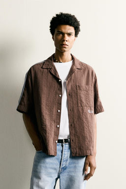CAMISA BANDAS BORDADO CONTRASTE / Marr?n - Zara фото 2