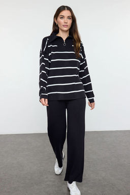 Lacivert Genis Kal?p Fermuarl? Triko Alt-Ust Tak?m TWOAW24AU00025