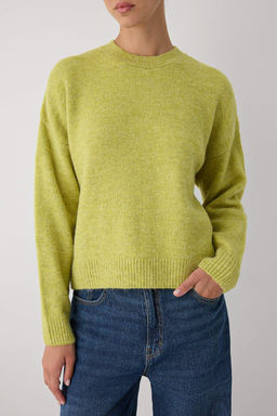 Wardrobe Essentials Yesil Alpaka Yun Kar?s?ml? Premium Iplik Genis Kal?p Triko Kazak|TWOAW26KZ00080