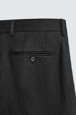 PANTAL?N TRAJE TWILL 100% LINO AARON LEVINE X ZARA / Negro  фото 8