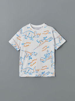 Bisiklet Yaka Bask?l? Erkek ?ocuk Ti??rt