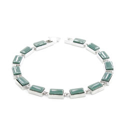 Браслет Канти из зеленой керамики покрытие родий