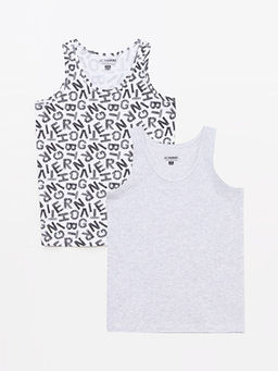 Bisiklet Yaka Pamuklu Erkek ?ocuk Atlet 2li