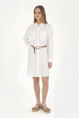 Женское тканое платье цвета экрю - U.s. polo assn фото 3