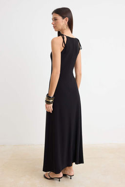 Siyah Bodycon Havuz Yaka _nce Ask_l_ Kolsuz Maxi Esnek _rme Elbise TWOSS26EL01061 - Trendyolmilla фото 4