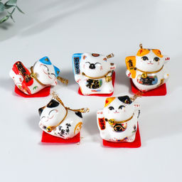 Набор фигурок керамика «Манэки-нэко - удовольствие», 5 шт., 4.5×3.8×4.6 см