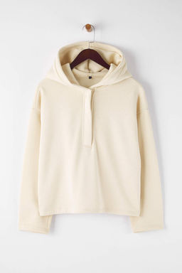 Siyah Kal?n Ici Polarl? Yar?m Pat Fermuarl? Oversize Kapusonlu Orme Sweatshirt TWOAW26SW00092 - Trendyolmilla фото 12