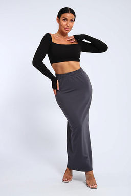 Юбка, футер (01056, черный макси) - Плиона фото 49