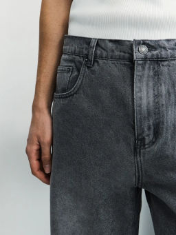 Джинсы wide leg с эффектом стирки / Zarina  фото 5