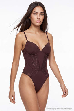 Kahverengi Dantel Fitted Body THMAW27BD00012 - Trendyolmilla фото 3