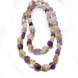 Бусы из камня Аметист и Цитрин, привлекают любовь, даруют изобилие