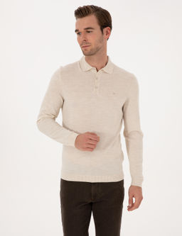 Bej Slim Fit Basic Kazak