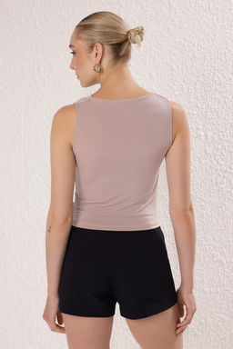 Trendyolmilla Bej Aksesuar Detayl? Degaje Yaka Slim Orme Bluz TWOSS25BZ00564  фото 4