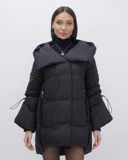 Куртка зимняя женская с большим капюшоном модная черного цвета 7739Ch - Visdeer фото 6